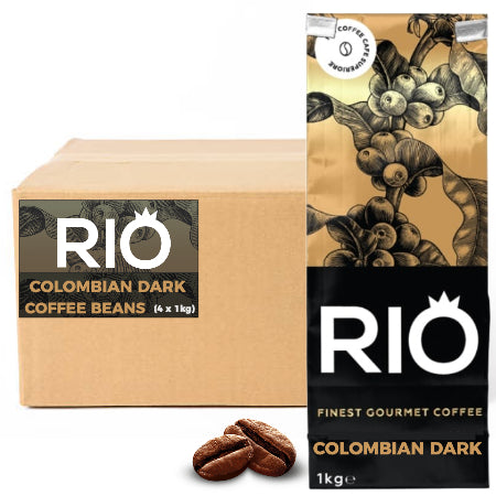 Rio Colombian Dark Roast Coffee Beans - 100% Arabica (4x1kg) | Discount Coffee