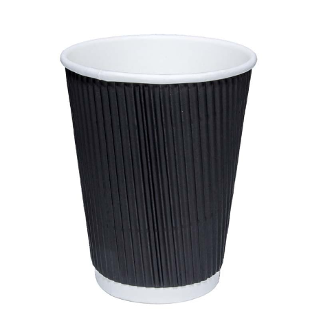 12oz Black Ripple Paper Cups (500) - Discount Coffee