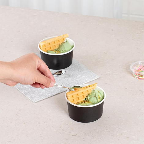 8oz Black Ice Cream Pots (50 Pots)