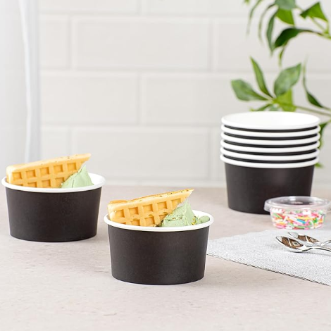 8oz Black Ice Cream Pots (50 Pots)