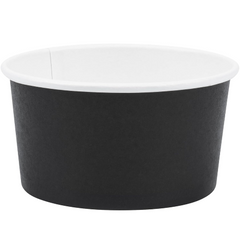 12 oz black paper ice cream containers, box of 1000. A picture of a black paper ice cream tub with a white interior on a white background - Discount Coffee