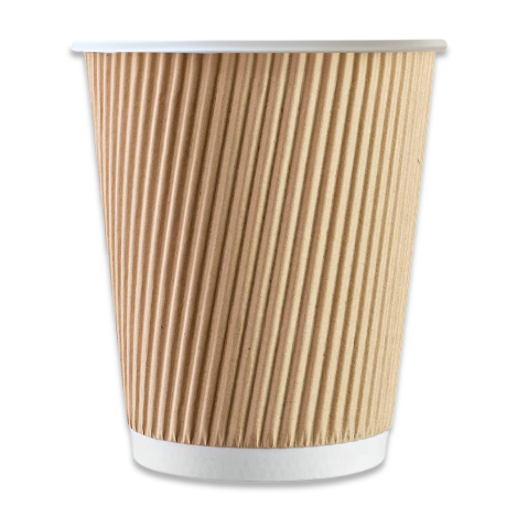 Papper Cup Riple 12oz Kraft Ripple Compostable Paper Cups (100) - Discount Coffee