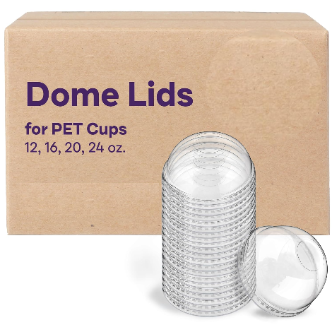 12/16oz Clear Dome Lids With Hole - Full Box (960 Lids)