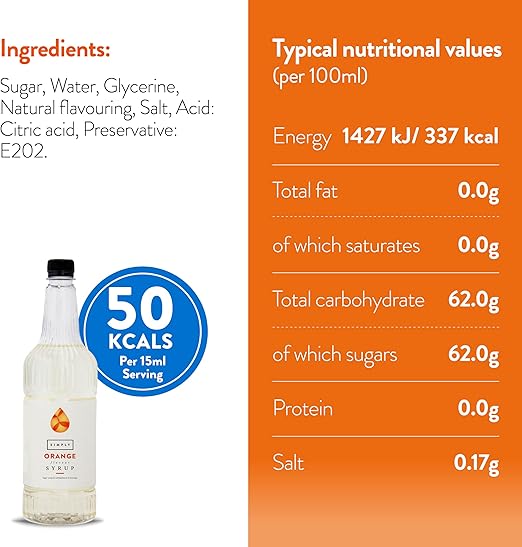 Simply Orange Flavouring Syrup (1 Litre) - Discount Coffee