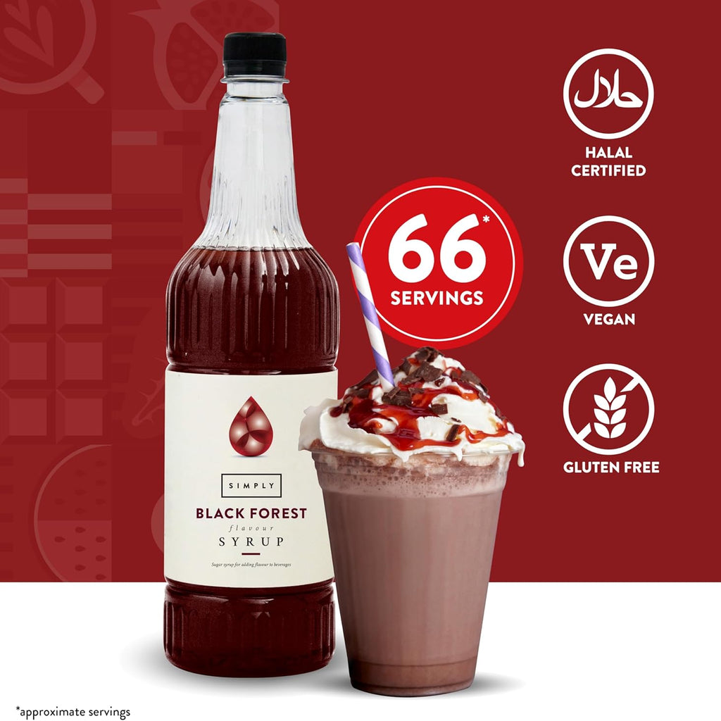 Simply Black Forest Flavouring Syrup (1 Litre) - Discount Coffee