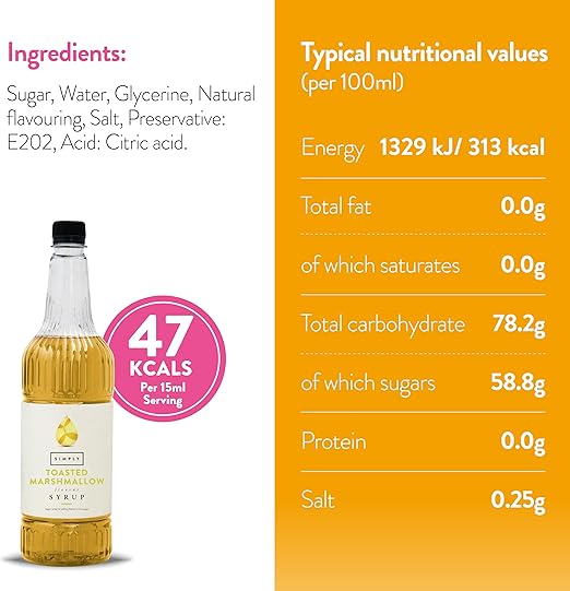 Simply Toasted Marshmallow Flavouring Syrup (1 Litre) - Discount Coffee
