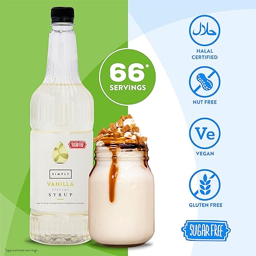 Simply Sugar Free Vanilla Flavouring Syrup (1 litre) - Discount Coffee