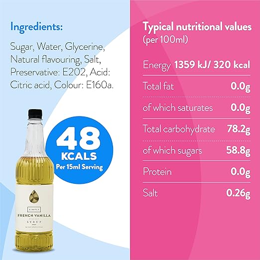 Simply French Vanilla Flavouring Syrup (1 Litre) - Discount Coffee