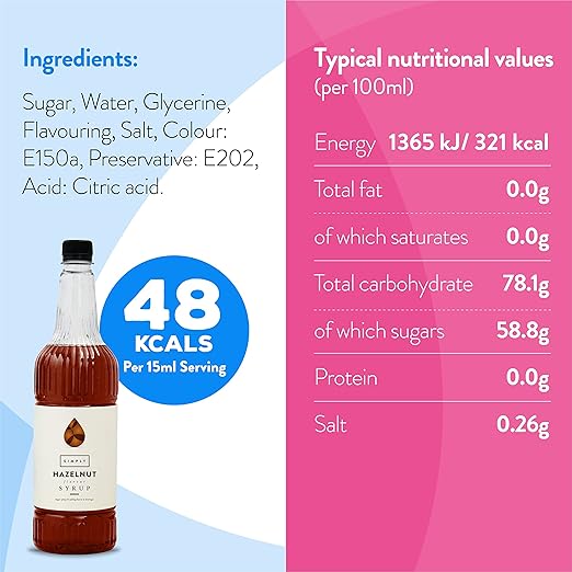 Simply Hazelnut Flavouring Syrup (1 Litre) - Discount Coffee