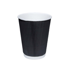 8oz Black Ripple Disposable Paper Cups (500) - Discount Coffee