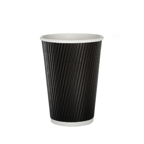 8oz Black Ripple Disposable Paper Cups (100) - Discount Coffee