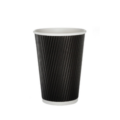 8oz Black Ripple Disposable Paper Cups (100) - Discount Coffee