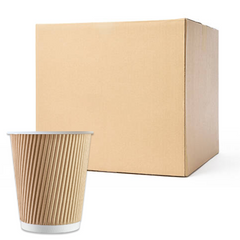 8oz Kraft Ripple Compostable Disposable Paper Cups (500) - Discount Coffee