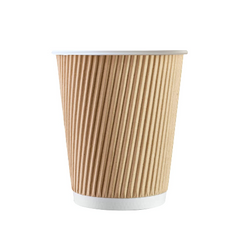 8oz Kraft Ripple Compostable Disposable Paper Cups (100)