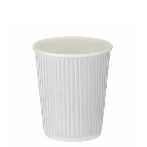 8oz White Ripple Disposable Paper Cups (100) - Discount Coffee