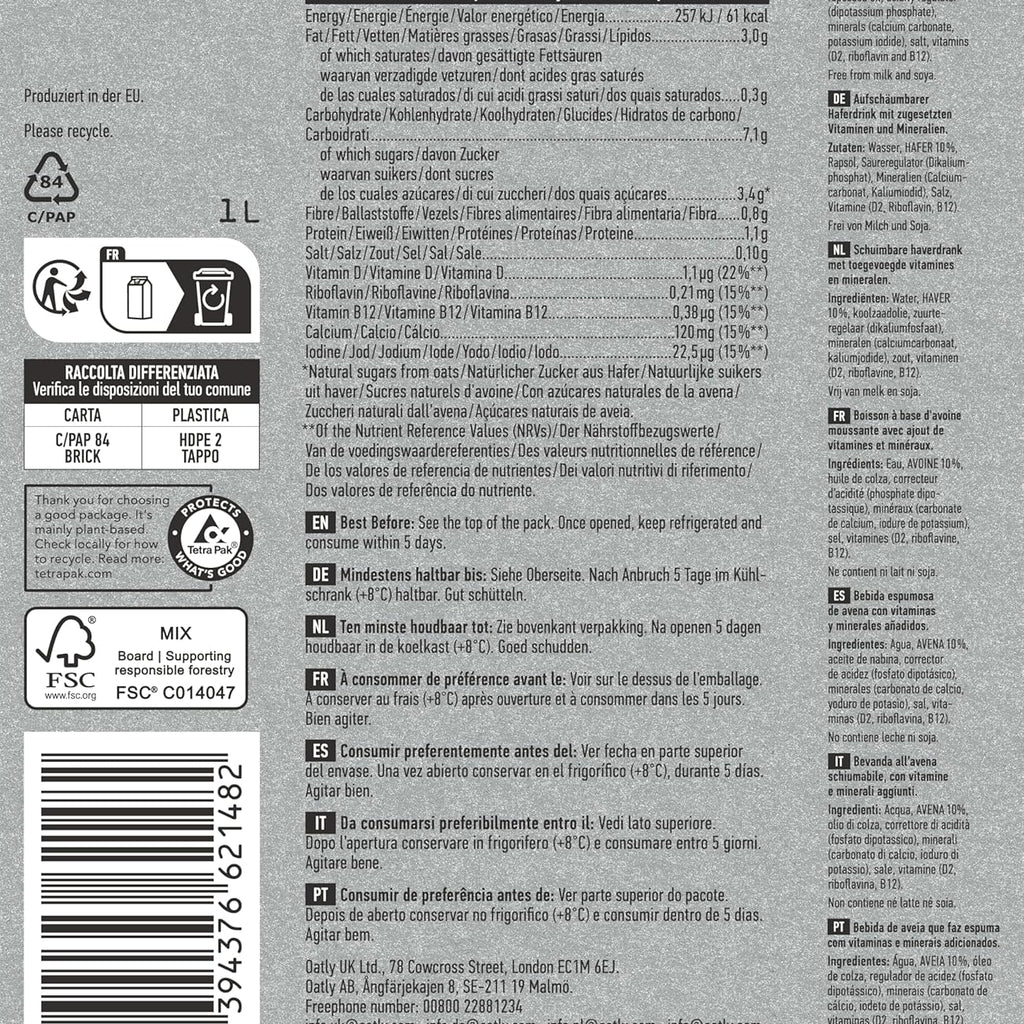 Oatly Oat Drink Barista Edition (1 Litre) - Discount Coffee