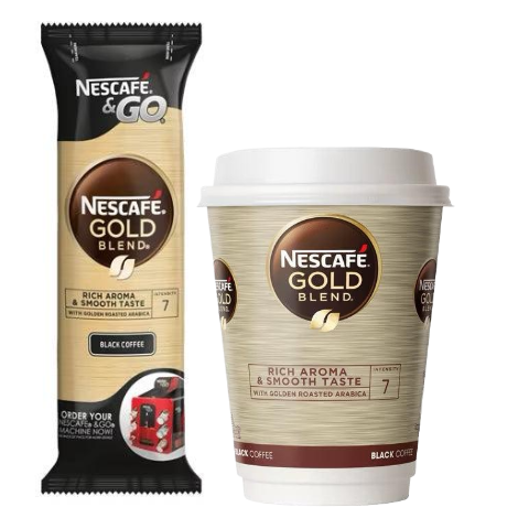 Nescafe & Go - Gold Blend Black Coffee - 12oz Foil Sealed Drinks (8 Cups) - Discount Coffee