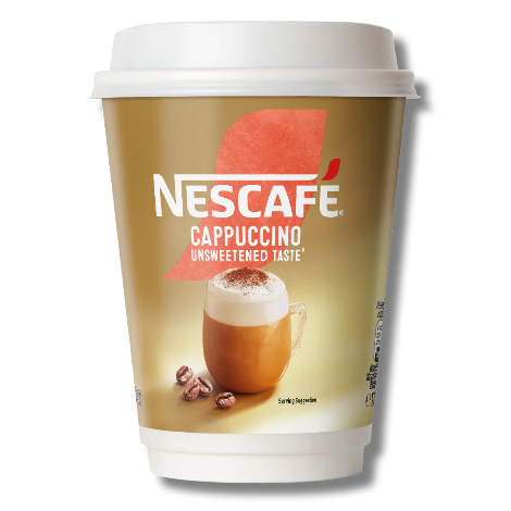 Nescafe & Go - Unsweetened Cappuccino - 12oz Foil Sealed Drinks (8 Cups) - Discount Coffee