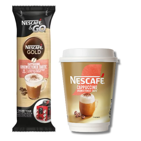 Nescafe & Go - Unsweetened Cappuccino - 12oz Foil Sealed Drinks (8 Cups) - Discount Coffee