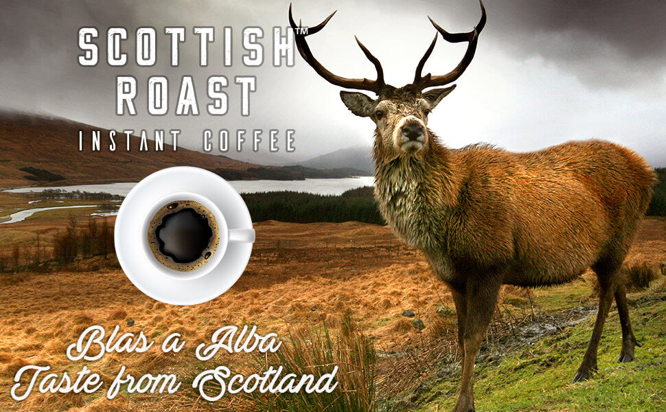 scottish roast instant coffee with stag in glen