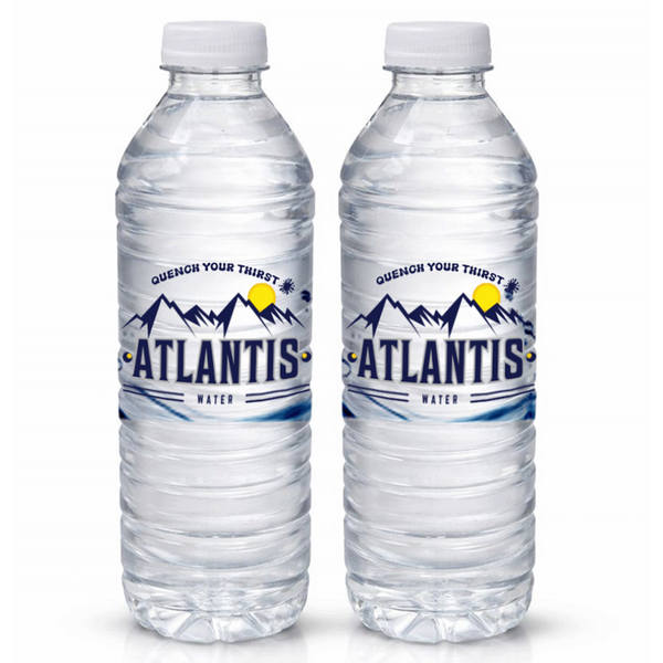 Atlantis Purified Water 24 x 500ml. Two Atlantis water bottles (Halal) on a white background - Discount Coffee