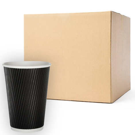 12oz Black Ripple Paper Cups (100) - Discount Coffee