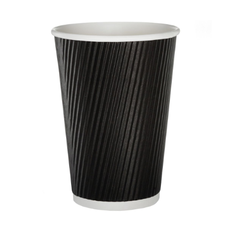 12oz Black Ripple Paper Cups (500) - Discount Coffee