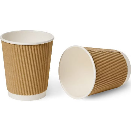 8oz Ripple Wall Paper Cups & Lids - 6 Pack (340ml) - Discount Coffee