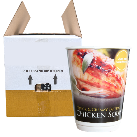12oz Foil Sealed Drinks - Chicken Soup - Full Case (15 x 10 Cups) - Discount Coffee
