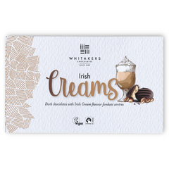 Whitakers Chocolate Irish Creams (150g) A picture of a single box of Whitaker's Irish Creams fondants white box on a white background - Discount Coffee