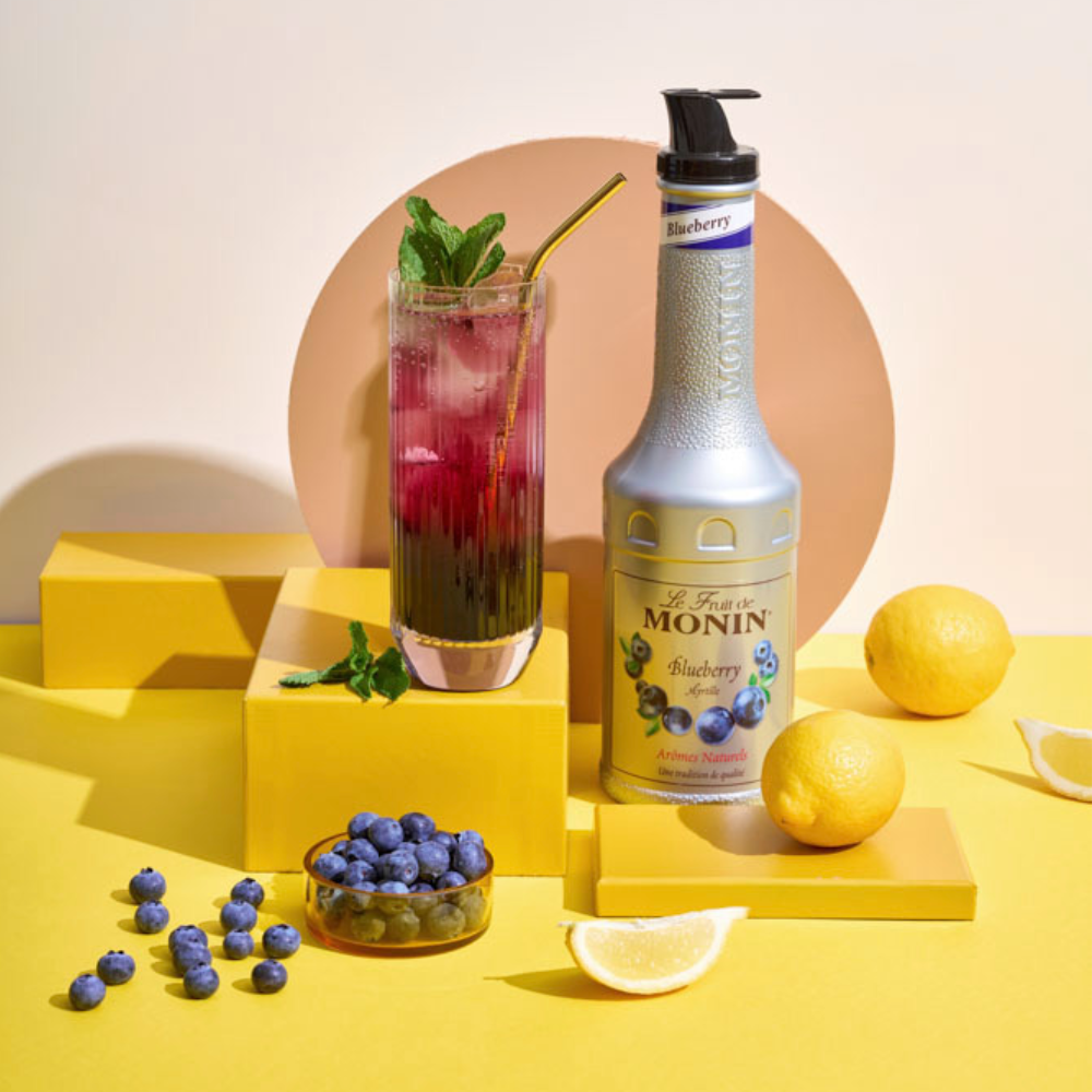 Monin Blueberry Puree (1 Litre) | Real Fruit | Built-In Pourer