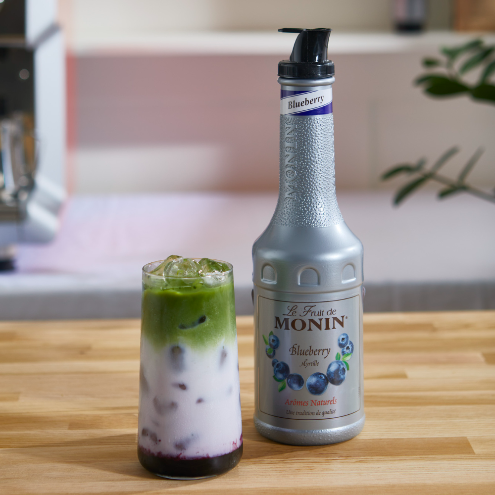 Monin Blueberry Puree (1 Litre) | Real Fruit | Built-In Pourer