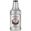 A 1.89 L bottle of Monin Dark Chocolate Sauce, featuring a metallic silver plastic bottle with a black cap and a white label with brown and red text.