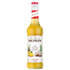 Monin Pina Colada bottle  70cl. A picture of Monin Pina Colada syrup glass 0.7 L bottle on a white background, 23% natural juice - Discount Coffee