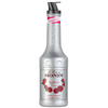 Monin Raspberry Puree Bottle 1Ltr. A Picture of a Single silver Bottle of Monin Raspberry Puree 50.1% Fruit Content on a white background -Discount Coffee