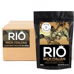 Rio Rich Italian Roast Cafetiere Ground Coffee (8 x 500g) - Discount Coffee