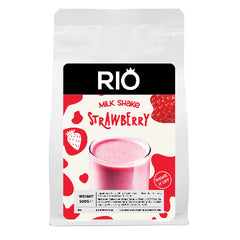 Rio Strawberry Milkshake Powder Mix (500g) A picture of a 500g bag of Rio Strawberry Milkshake Powder on a white background - Discount Coffee