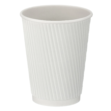 12oz White Ripple Paper Cups | Triple Wall Insulated (Pack of 100) - Discount Coffee