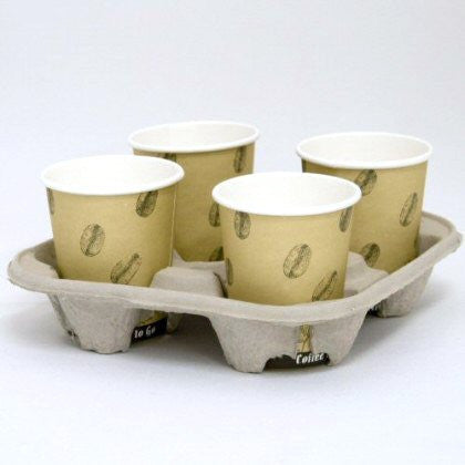 Cardboard Coffee Cup Carry Tray - 4 Cup (180) - DiscountCoffee