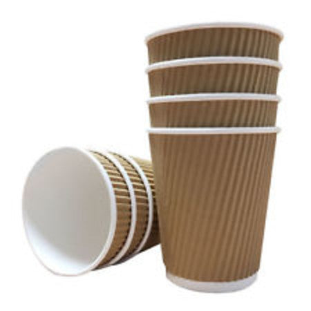 8oz Triple Wall Kraft Ripple Paper Cups 500 (227ml) - DiscountCoffee