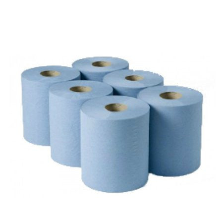 Blue Centrefeed Tissue Rolls (6 x 150m) - DiscountCoffee