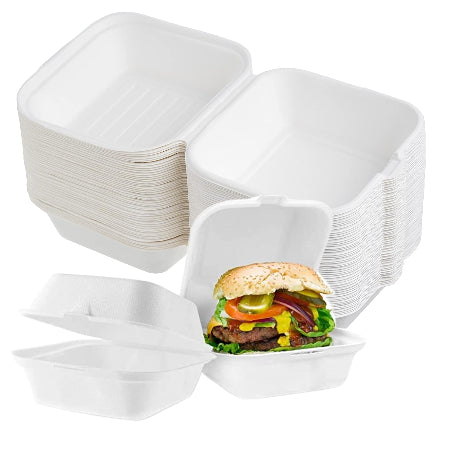 Biodegradable 6" x 6" Burger Box 450ml (50 Pack) | Discount Coffee