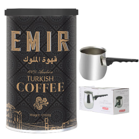 Emir Turkish Coffee (Ground 150g) + Turkish Coffee Warmer (400ml) | Discount Coffee