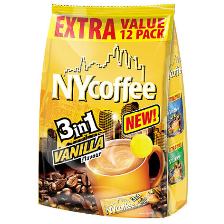 NY Vanilla Instant White Coffee with Sugar 3 in 1 Sachets (12) | Discount Coffee