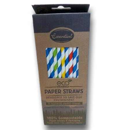 Paper Straws - Assorted Striped (50 Straws) | Discount Coffee