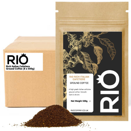 Rio Rich Italian Roast Cafetiere Ground Coffee (8 x 500g) | Discount Coffee