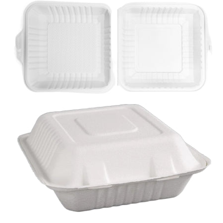 Biodegradable 8" x 8" Square Food Box 1000ml (50 Pack)